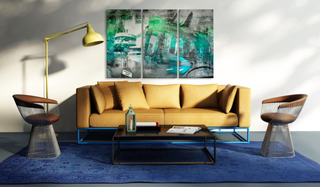 Contemporary elegant fresh living room, beige sofa in sunlight
