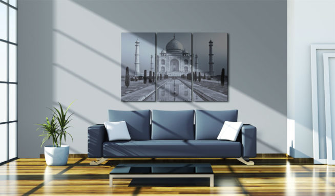 Wohndesign – blaues Sofa im Loft