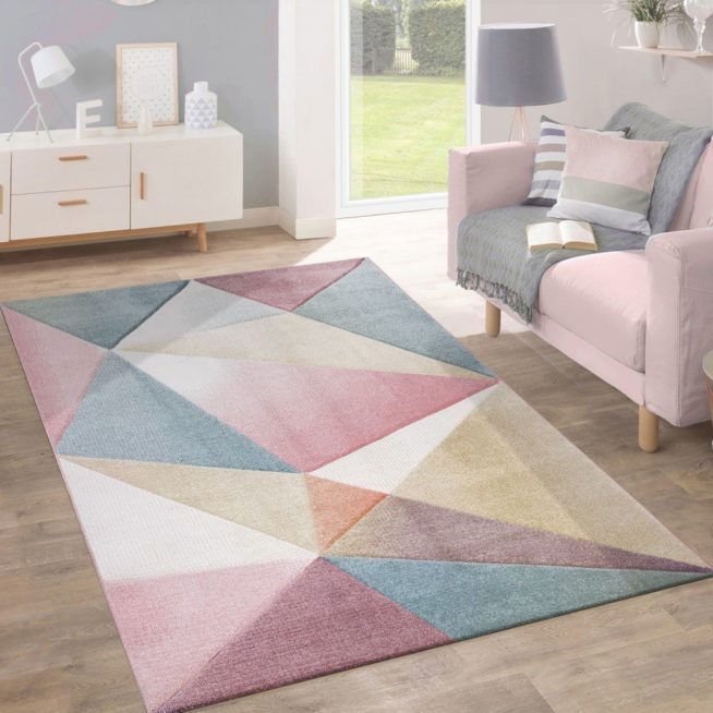 Teppich Modern Pastell Geometrisch Multifarben Teppich Modern Pastell Geometrisch Multifarben
