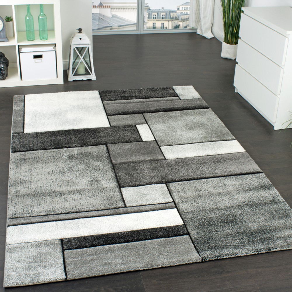 Moderner Designer  Wohnzimmer Teppich Grau 