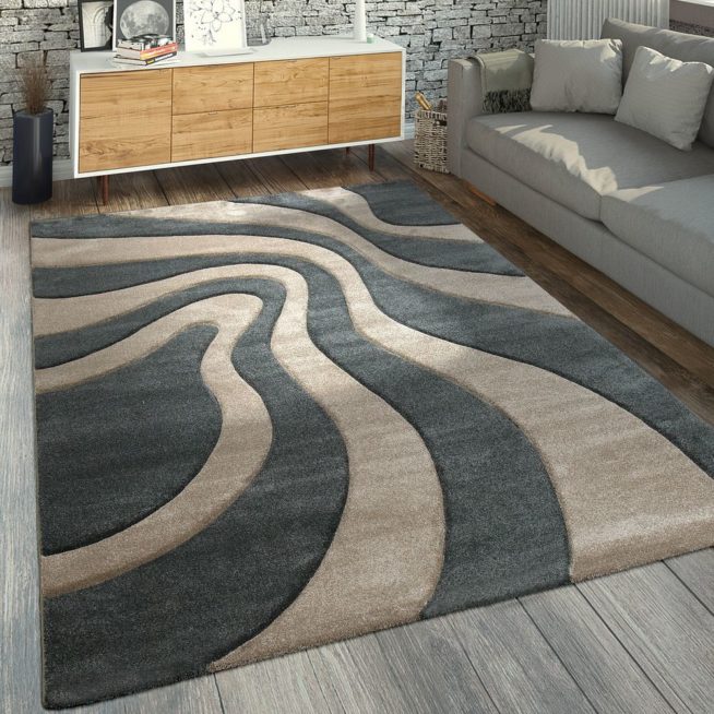 Designer Teppich Wellen Muster Grau Beige Mirai Trading Gmbh