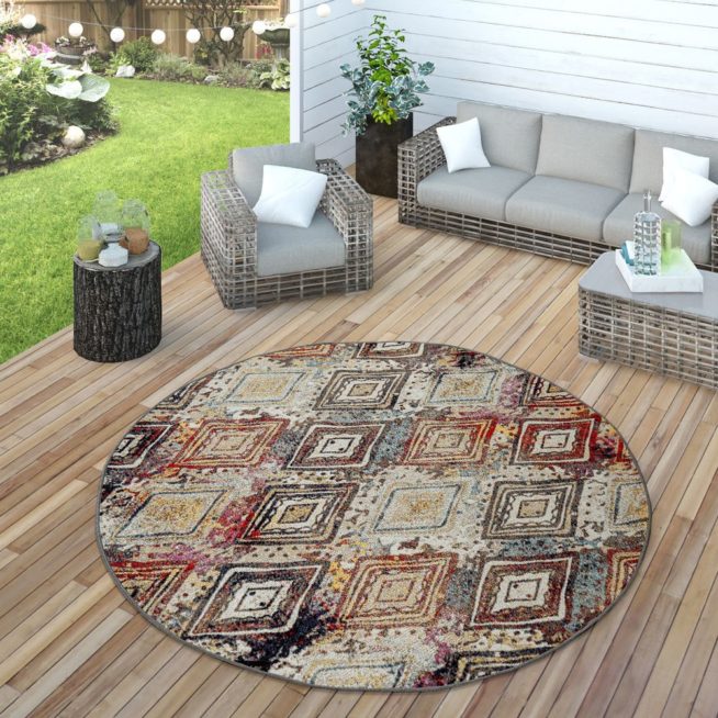 Outdoor Teppich Gemalde Design Rauten Muster Bunt Mirai Trading Gmbh