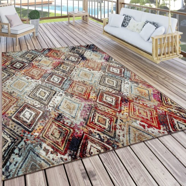 Outdoor Teppich Gemalde Design Rauten Muster Bunt Mirai Trading Gmbh