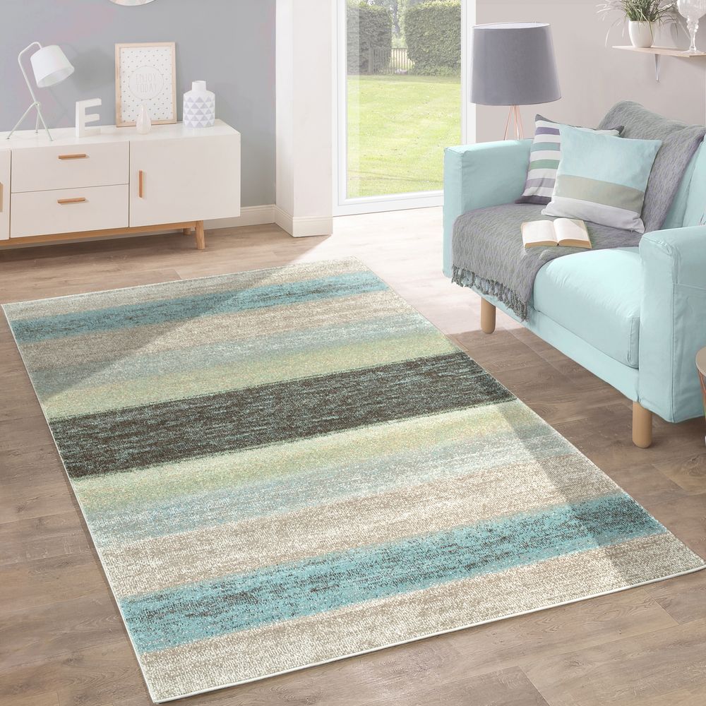 Paco Home Kinderteppich 140x200cm - Pastellfarben Mit Karo Punkte Herzen Sternen