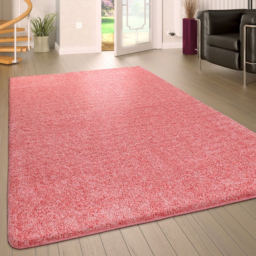 Hochflor Teppich Waschbar Einfarbig GmbH Mirai Pink Trading 