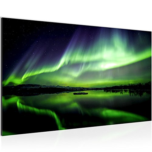 Polarlicht Landschaft Bild Kunstdruck auf Vlies-Leinwand L173