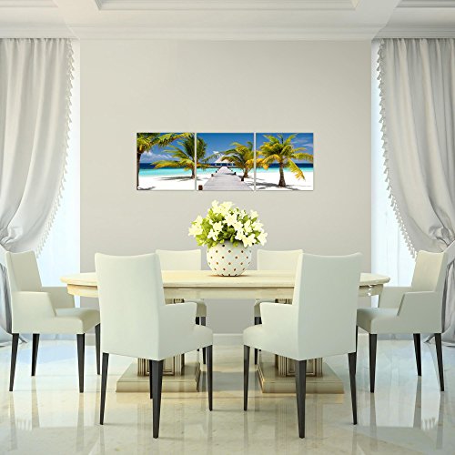 Strand Palmen Landschaft Bild Kunstdruck auf Vlies-Leinwand L009