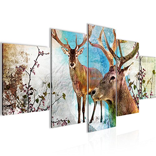 Natur Hirsch Bild Kunstdruck auf Vlies-Leinwand S140