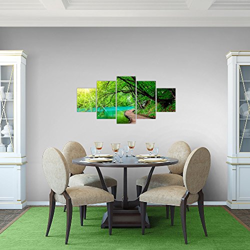 Brücke am See Landschaft Bild Kunstdruck auf Vlies-Leinwand L187