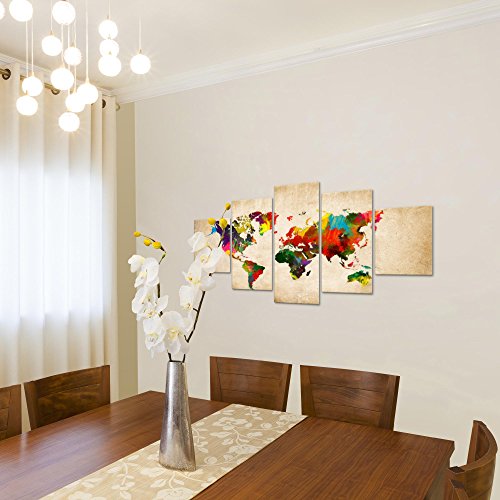 Weltkarte World Map Bild Kunstdruck auf Vlies-Leinwand W066