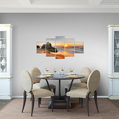 Sonnenaufgang Strand Landschaft Bild Kunstdruck auf Vlies-Leinwand L021