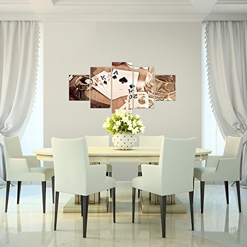 Poker Whisky Waffe Bild Kunstdruck auf Vlies-Leinwand S153