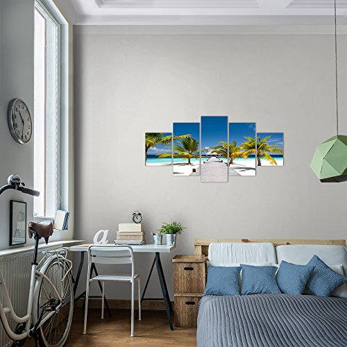 Strand Palmen Landschaft Bild Kunstdruck auf Vlies-Leinwand L015