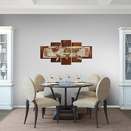 Weltkarte World Map Bild Kunstdruck auf Vlies-Leinwand W048