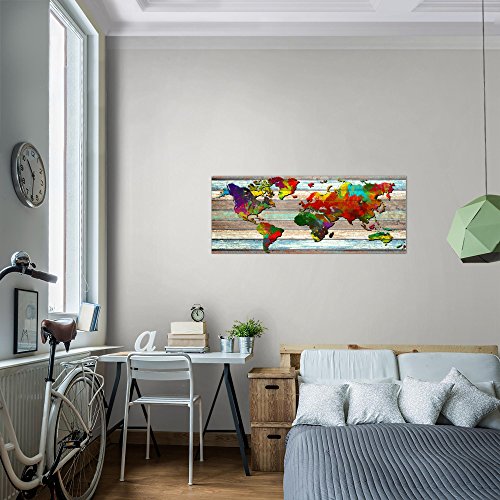 Weltkarte World Map Bild Kunstdruck auf Vlies-Leinwand W034
