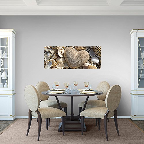 Herz Muscheln Bild Kunstdruck auf Vlies-Leinwand S086