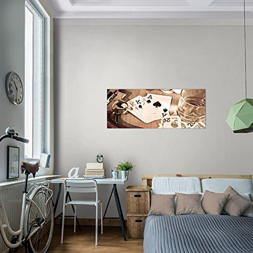 Poker Whisky Waffe Bild Kunstdruck auf Vlies-Leinwand S156