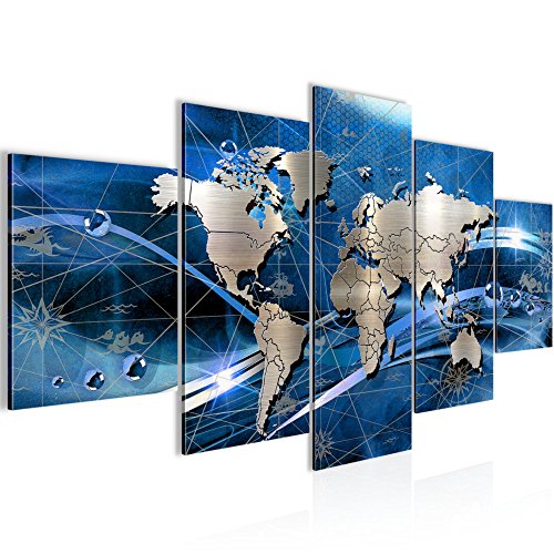 Weltkarte World Map Bild Kunstdruck auf Vlies-Leinwand W073