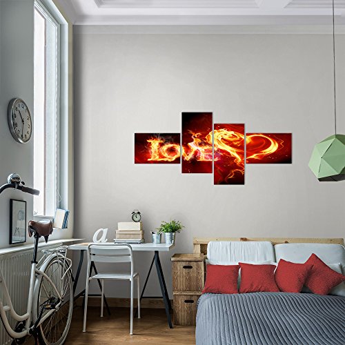 Abstrakt Feuer Love Bild Kunstdruck auf Vlies-Leinwand S052