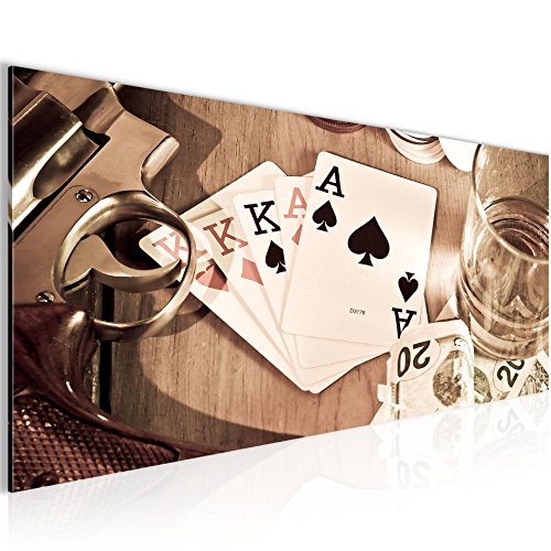 Poker Whisky Waffe Bild Kunstdruck auf Vlies-Leinwand S156