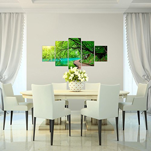 Brücke am See Landschaft Bild Kunstdruck auf Vlies-Leinwand L187