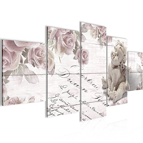 Engel Blumen Bild Kunstdruck auf Vlies-Leinwand B498