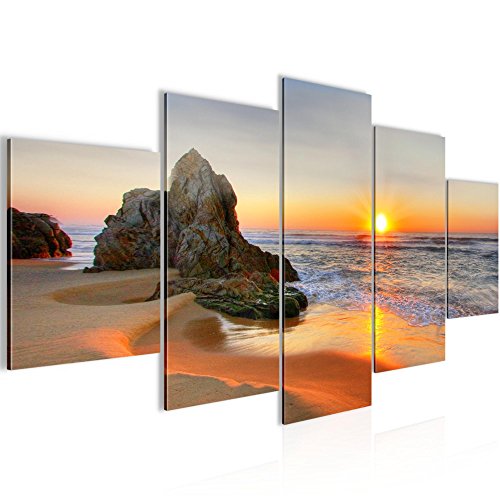 Sonnenaufgang Strand Landschaft Bild Kunstdruck auf Vlies-Leinwand L021