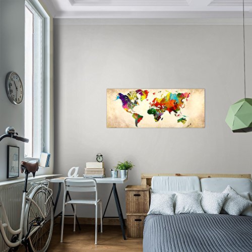 Weltkarte World Map Bild Kunstdruck auf Vlies-Leinwand W054
