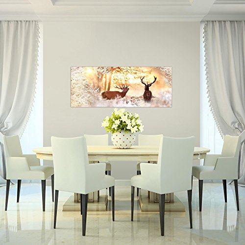 Winter Hirsch Bild Kunstdruck auf Vlies-Leinwand S195