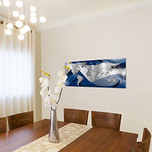 Weltkarte World Map Bild Kunstdruck auf Vlies-Leinwand W038