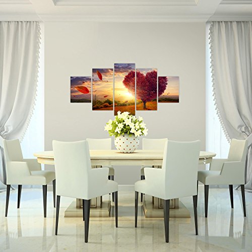 Herbst Baum Herz Landschaft Bild Kunstdruck auf Vlies-Leinwand L159