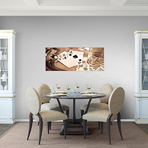 Poker Whisky Waffe Bild Kunstdruck auf Vlies-Leinwand S156