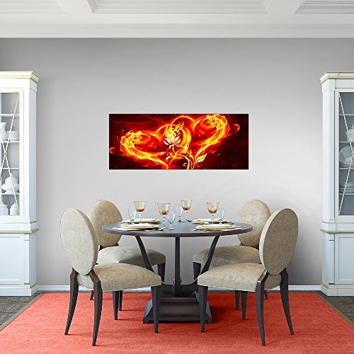 Feuer Herz Blumen Bild Kunstdruck auf Vlies-Leinwand B434