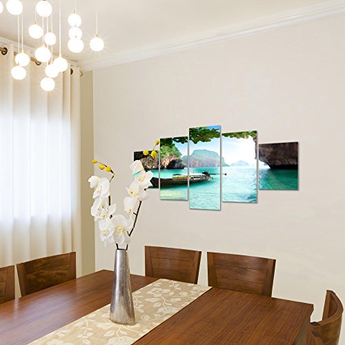 Meer Insel Landschaft Bild Kunstdruck auf Vlies-Leinwand L029