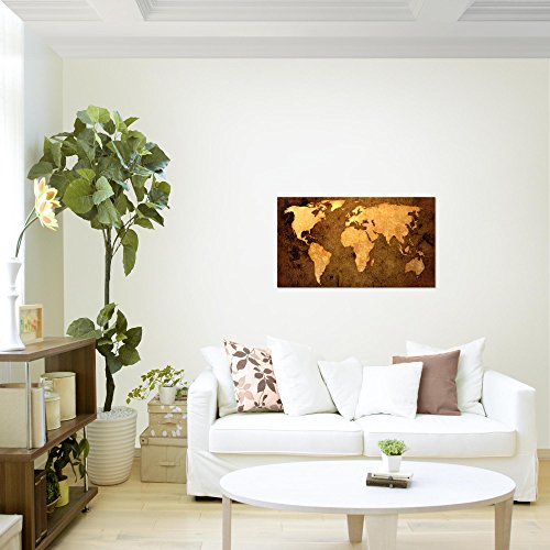 Weltkarte World Map Bild Kunstdruck auf Vlies-Leinwand W071