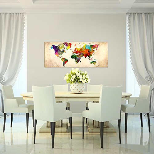Weltkarte World Map Bild Kunstdruck auf Vlies-Leinwand W054