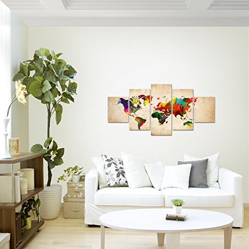 Weltkarte World Map Bild Kunstdruck auf Vlies-Leinwand W066