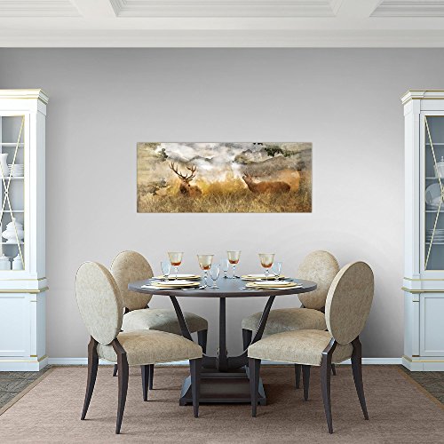 Natur Hirsch Bild Kunstdruck auf Vlies-Leinwand S144