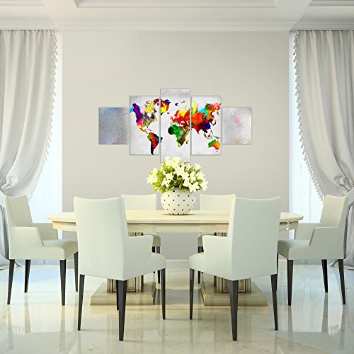 Weltkarte World Map Bild Kunstdruck auf Vlies-Leinwand W049