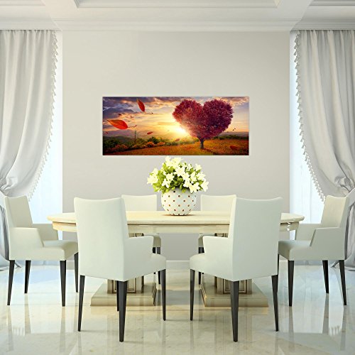 Herbst Baum Herz Landschaft Bild Kunstdruck auf Vlies-Leinwand L162