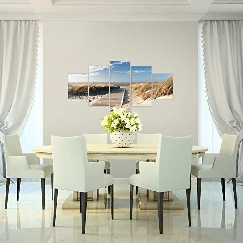 Bilder Strand Meer Landschaft Bild Kunstdruck auf Vlies-Leinwand L016