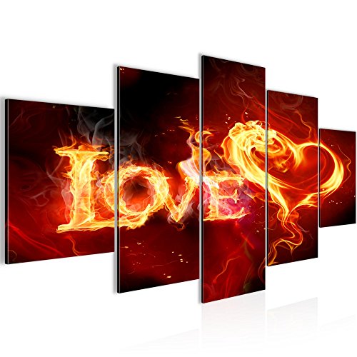 Abstrakt Feuer Love Bild Kunstdruck auf Vlies-Leinwand S056