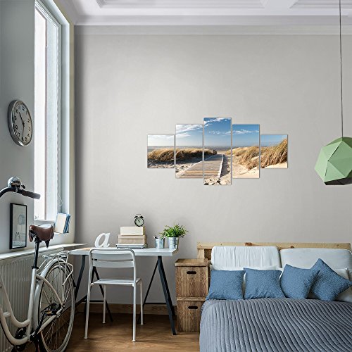 Bilder Strand Meer Landschaft Bild Kunstdruck auf Vlies-Leinwand L016
