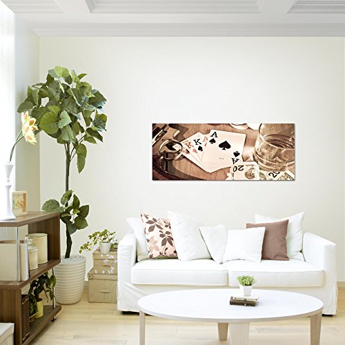 Poker Whisky Waffe Bild Kunstdruck auf Vlies-Leinwand S156