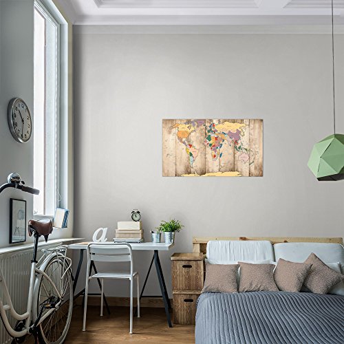 Weltkarte World Map Bild Kunstdruck auf Vlies-Leinwand W046