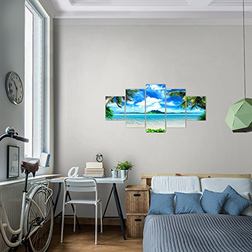 Strand Palmen Landschaft Bild Kunstdruck auf Vlies-Leinwand L019