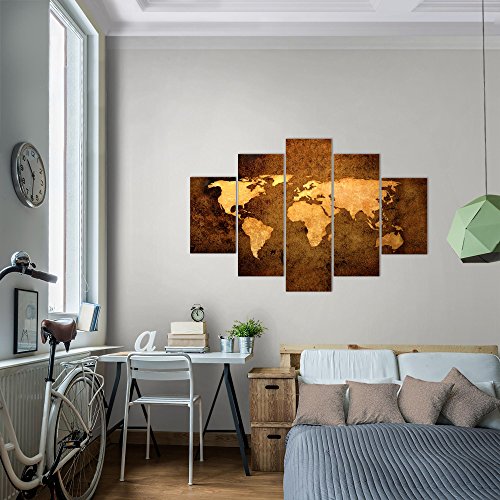 Weltkarte World Map Bild Kunstdruck auf Vlies-Leinwand W057