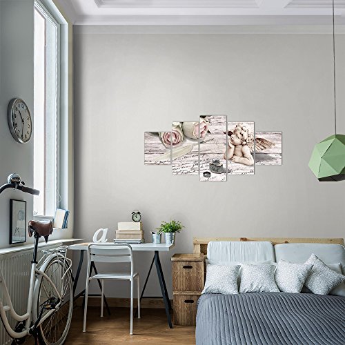 Engel Blumen Bild Kunstdruck auf Vlies-Leinwand B495