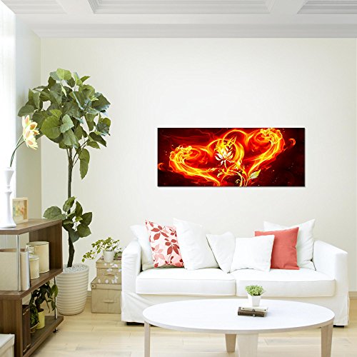Feuer Herz Blumen Bild Kunstdruck auf Vlies-Leinwand B434