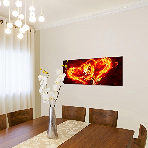 Feuer Herz Blumen Bild Kunstdruck auf Vlies-Leinwand B434